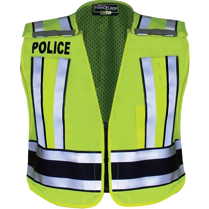 Pro Series Hi-Vis Safety Vest w/ Navy Band & POLICE Lettering - LAPD Navy
