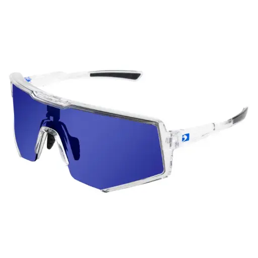 [BOB-BSPR01] Sprocket Sunglasses - Crystal Clear Frame w/ Blue Mirror Lens